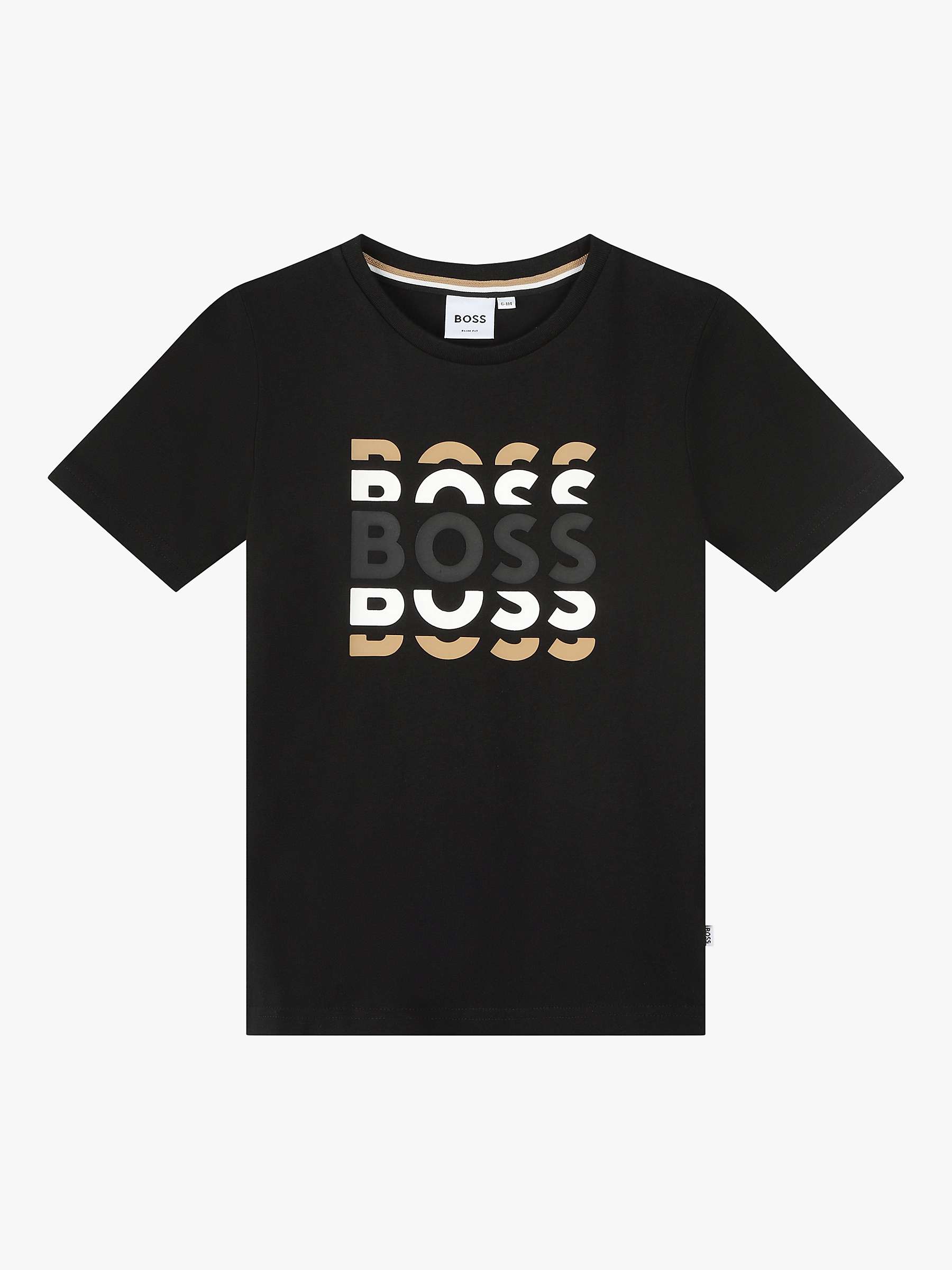 Buy BOSS Kids' Logo Slim Fit Short Sleeve T-Shirt, Black Online at johnlewis.com