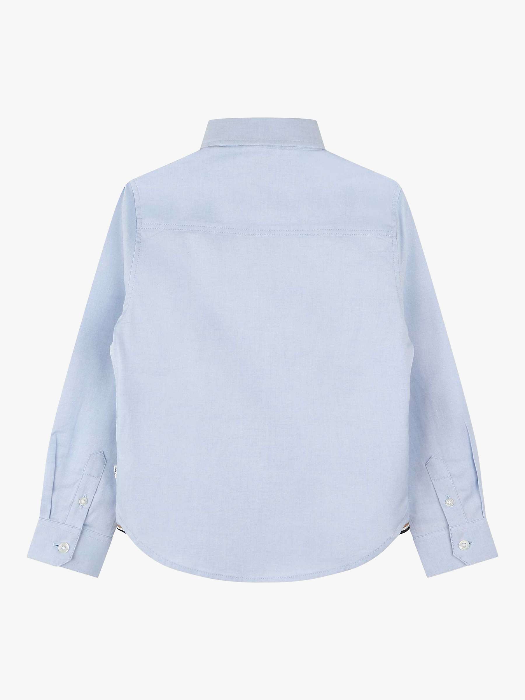BOSS Kids' Oxford Long Sleeve Shirt, Light Blue at John Lewis & Partners