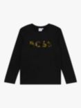 BOSS Kids' Fancy Logo Long Sleeve T-Shirt, Black/Multi