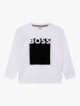 BOSS Kids' Logo Long Sleeve T-Shirt, White, White