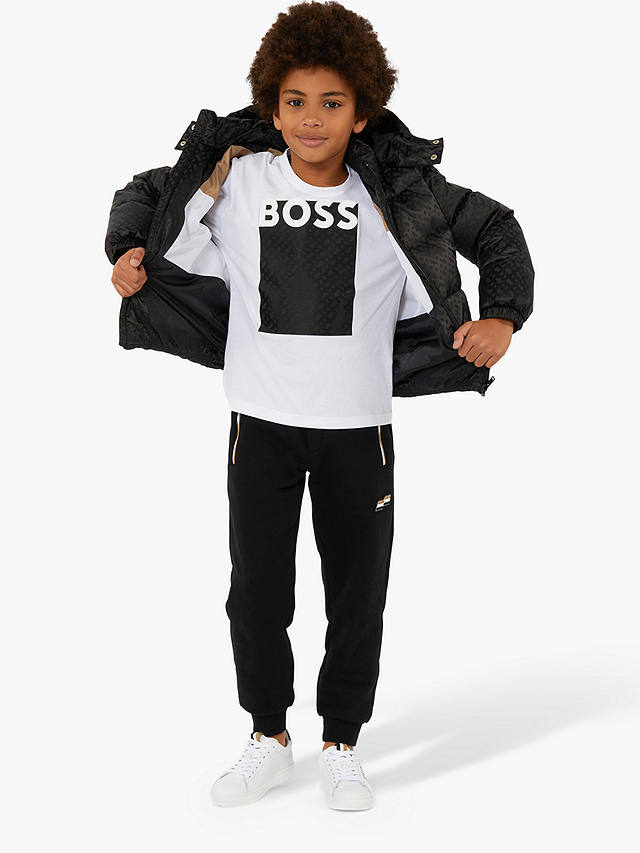 BOSS Kids' Logo Long Sleeve T-Shirt, White