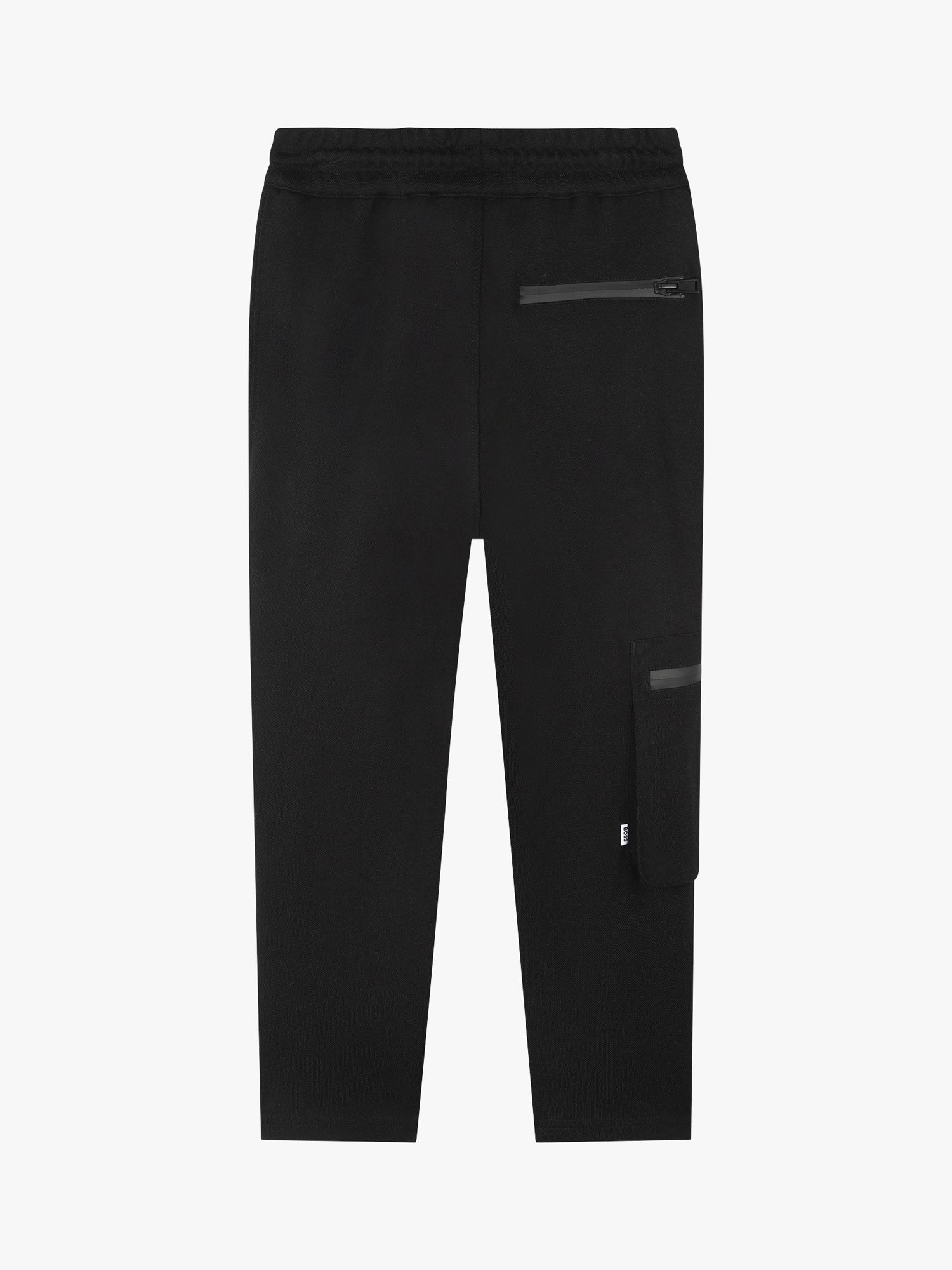 BOSS Kids' Logo Piqué Zip Detail Jogging Trousers, Black, 4 years