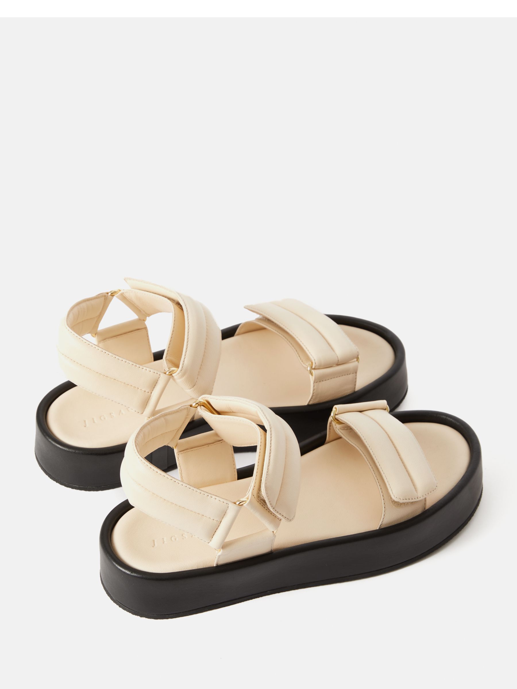 Jigsaw Raquel Leather Footbed Sandals, Cream at John Lewis & Partners