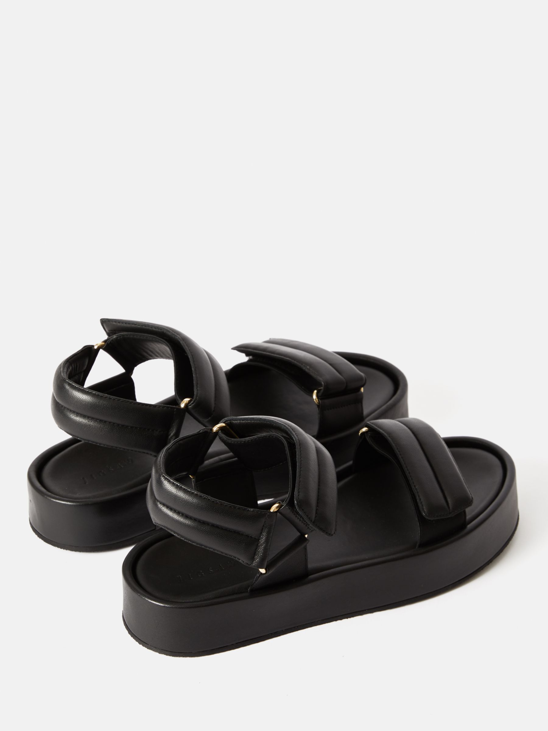 Jigsaw Raquel Leather Footbed Sandals, Black at John Lewis & Partners