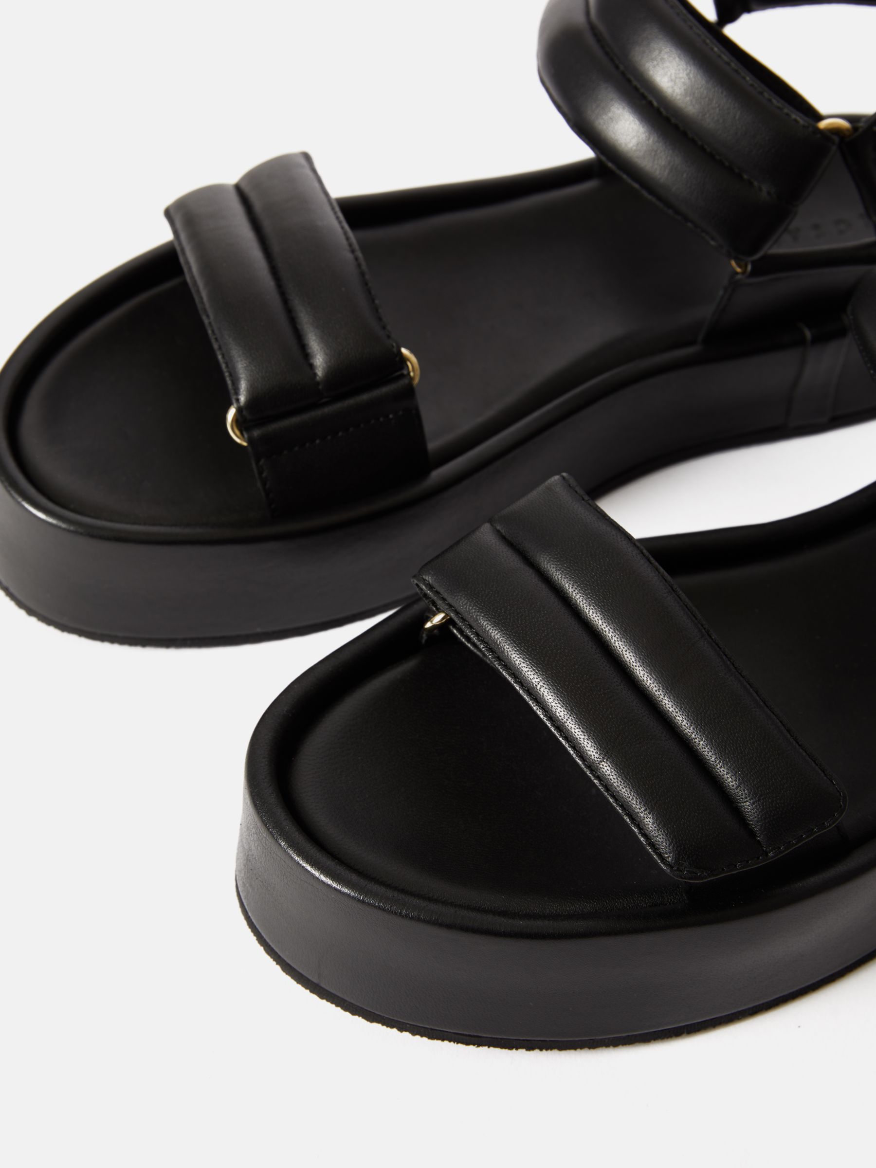 Jigsaw Raquel Leather Footbed Sandals, Black at John Lewis & Partners