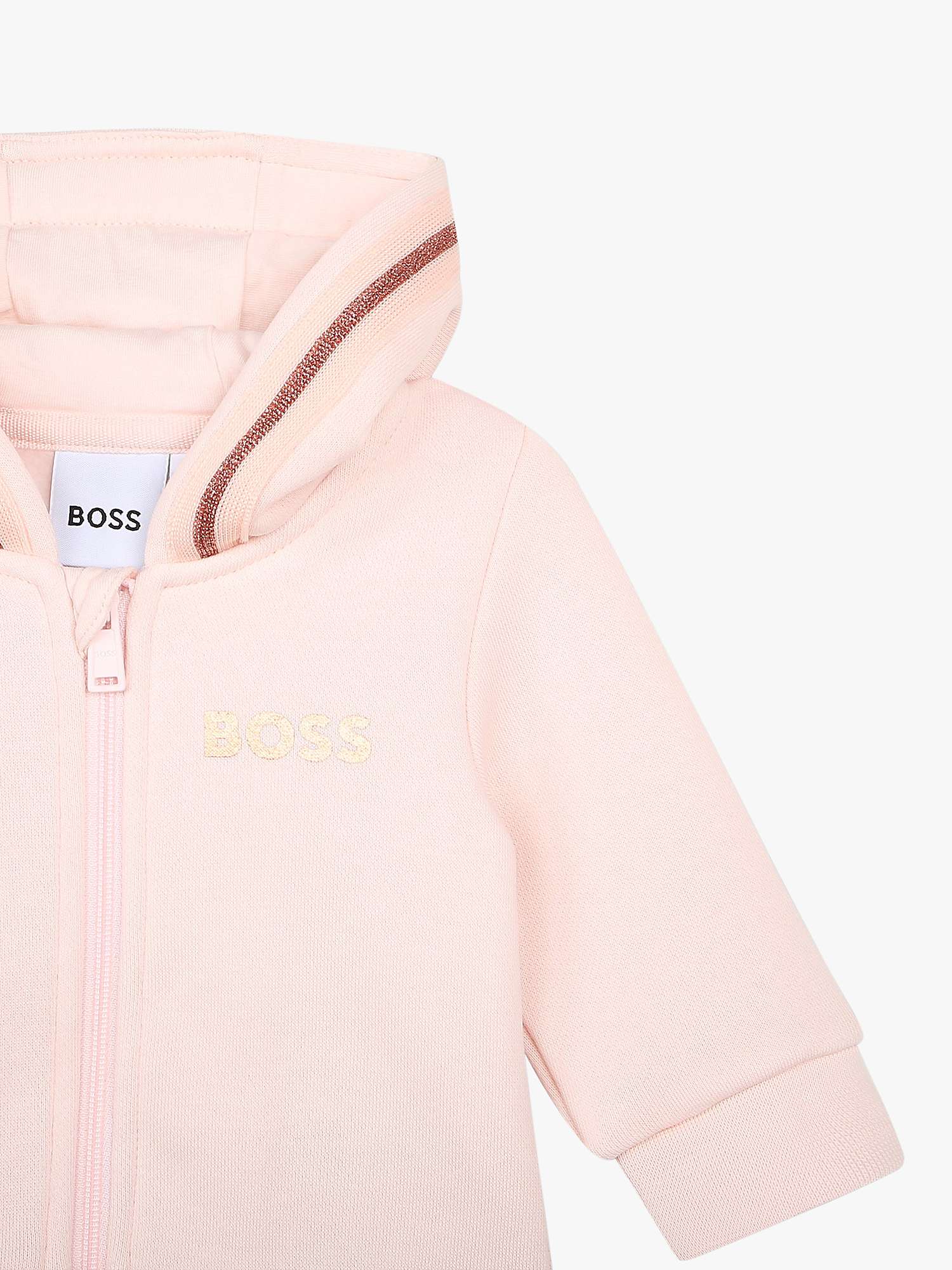 Buy BOSS Baby Fleece Zip Through Hooded Jogging Cardigan, Pink Online at johnlewis.com