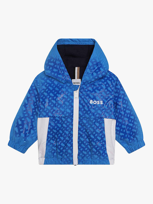 BOSS Baby Logo Hooded Magic Print Windbreaker, Blue