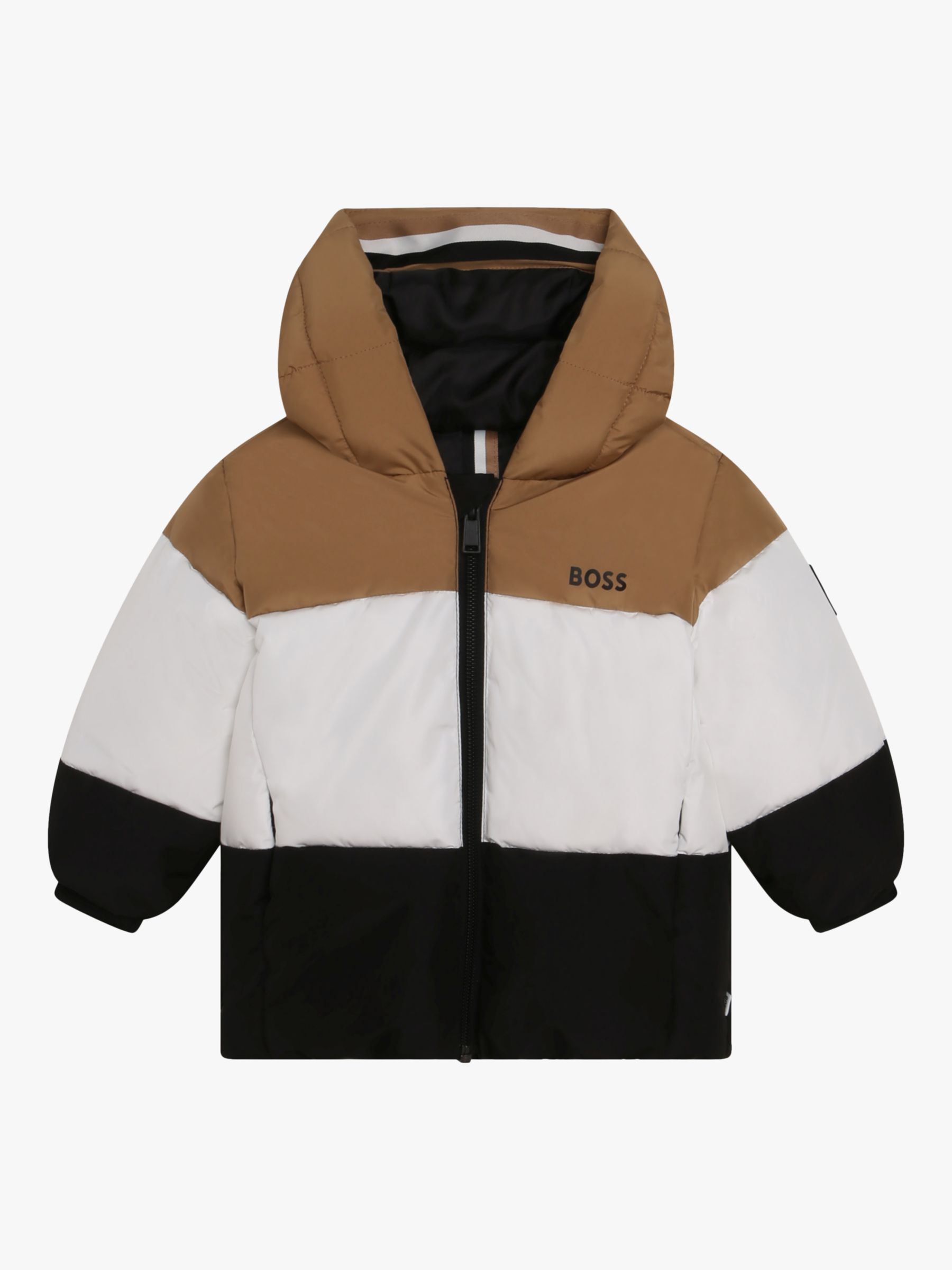 BOSS Baby Logo Hooded Puffer Jacket, Chocolate Brown, 3 months