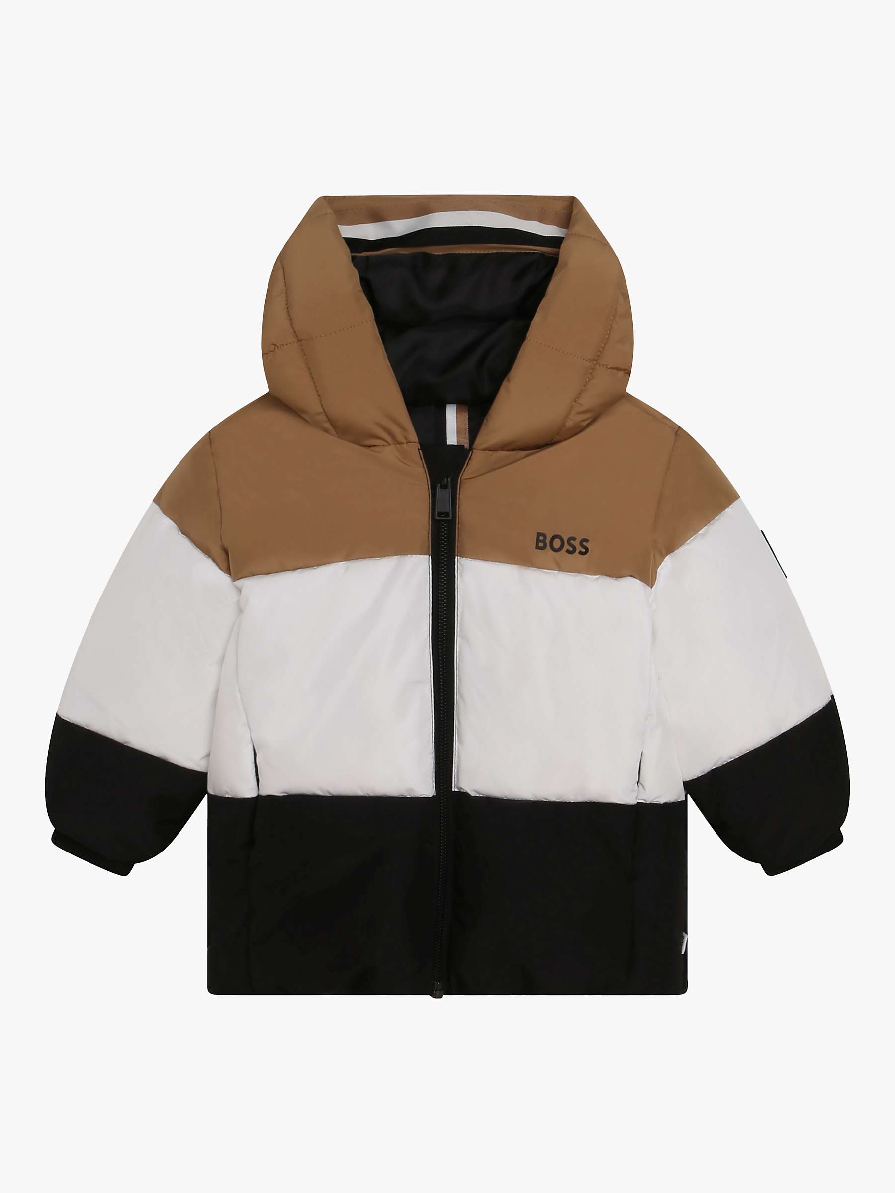 Buy BOSS Baby Logo Hooded Puffer Jacket, Chocolate Brown Online at johnlewis.com