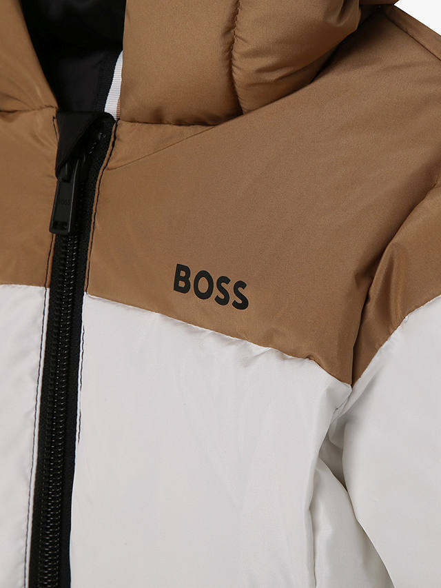 BOSS Baby Logo Hooded Puffer Jacket, Chocolate Brown