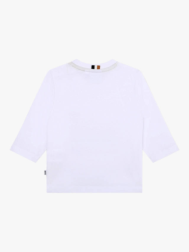 BOSS Baby Long Sleeve Slogan T-Shirt, White/Multi