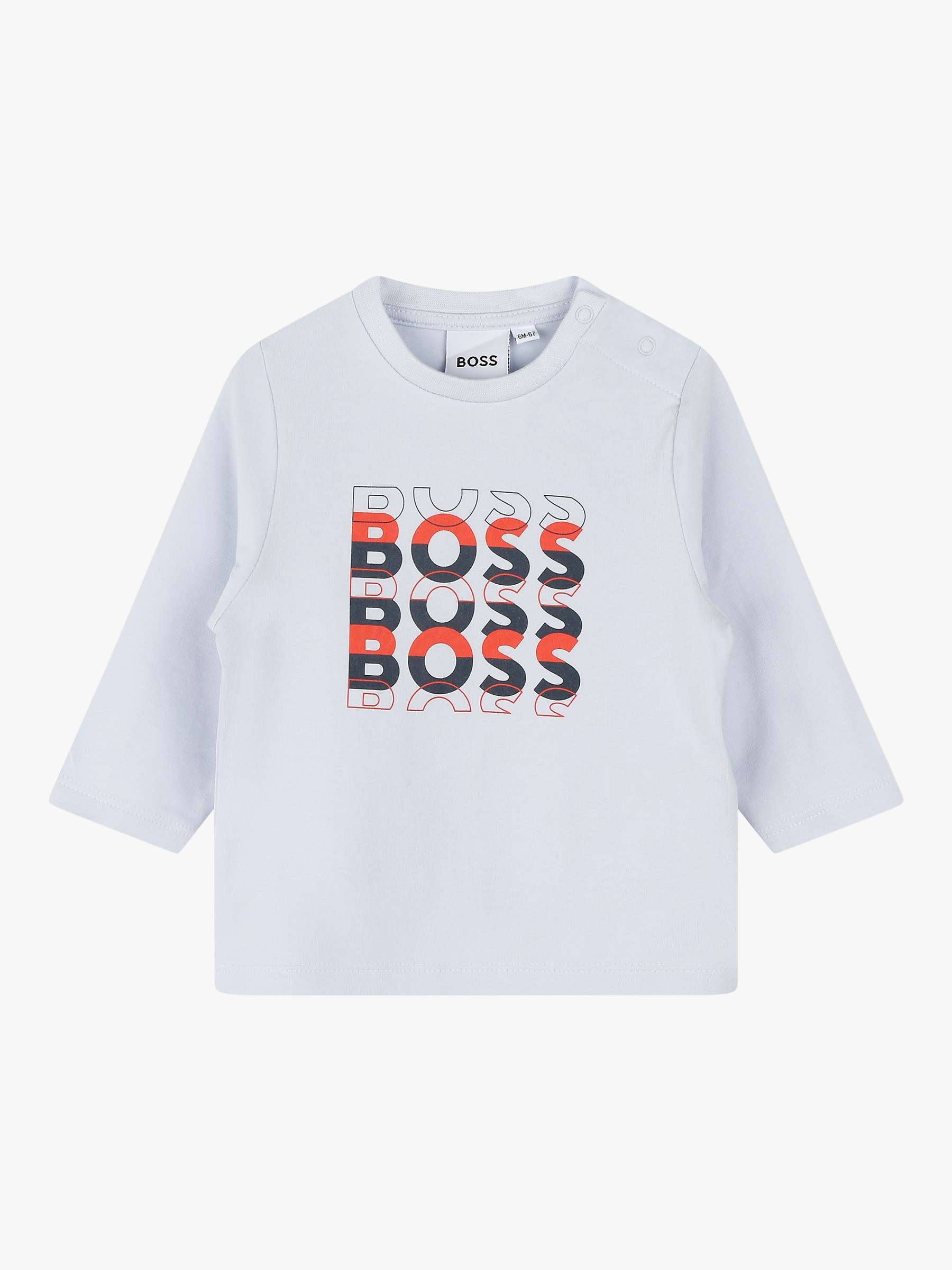 Buy BOSS Baby Logo Long Sleeve T-Shirt, Light Blue Online at johnlewis.com