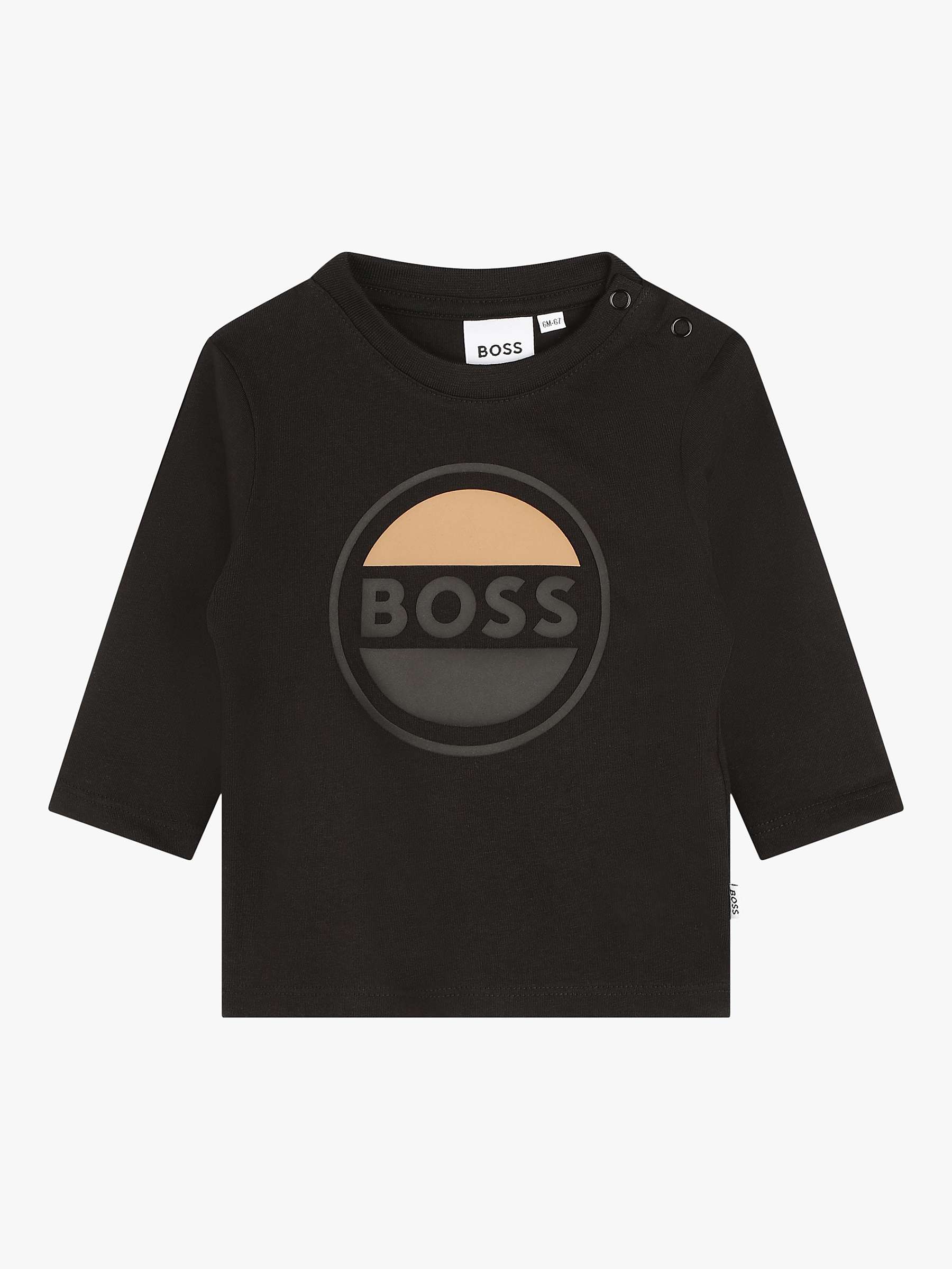 Buy BOSS Baby Logo Long Sleeve T-Shirt, Black/Multi Online at johnlewis.com