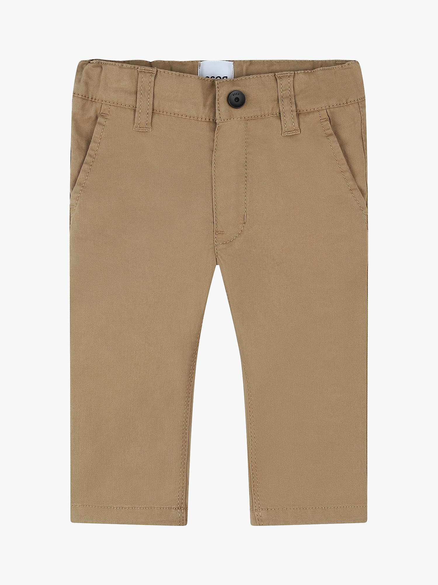 Buy BOSS Baby Adjustable Waist Twill Trousers, Beige Online at johnlewis.com