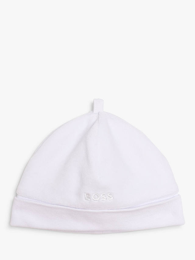 BOSS Baby Pull On Velvet Hat, White