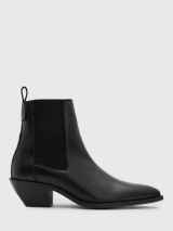 AllSaints Fox Pointed Toe Leather Chelsea Boots, Black