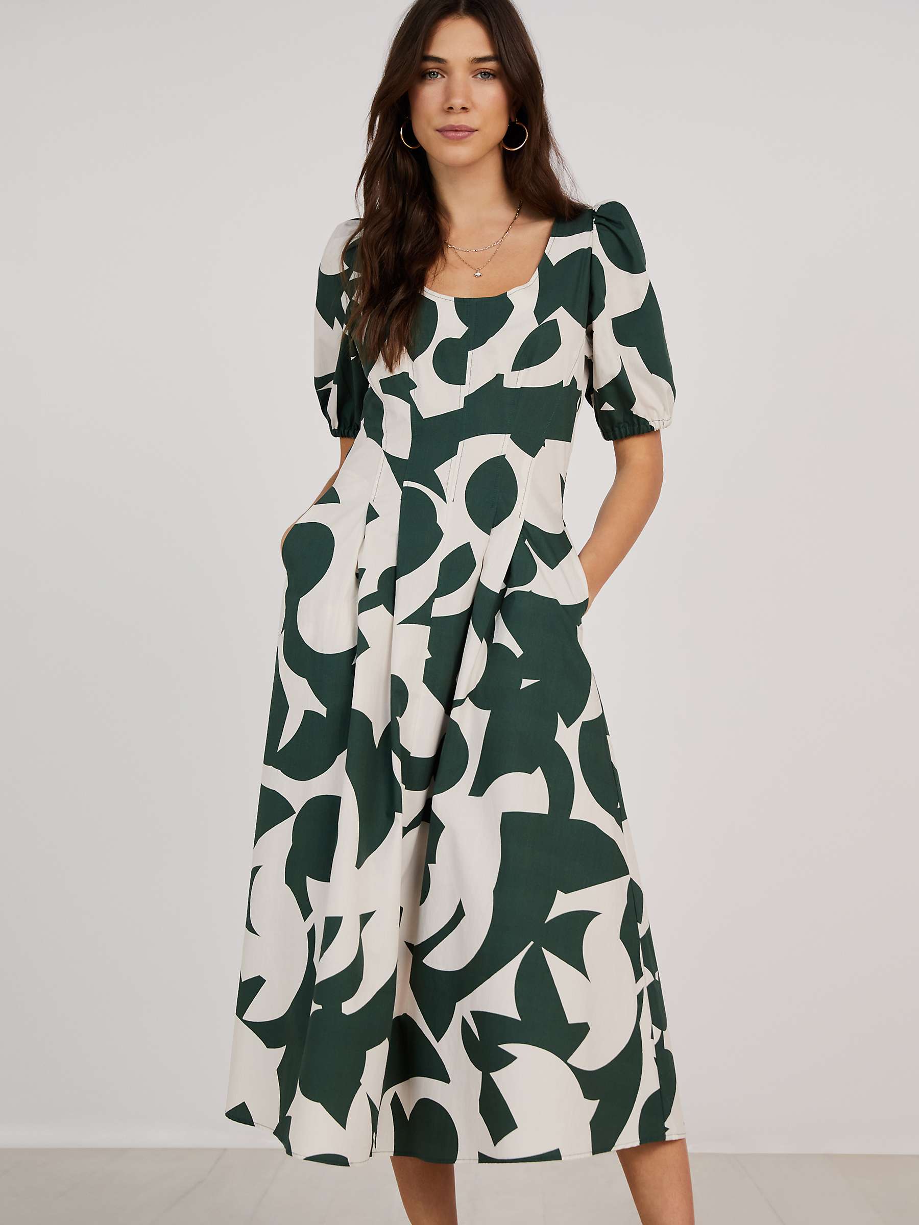 Buy Baukjen Jazlyn Abstract Print Organic Cotton Dress, Green Online at johnlewis.com