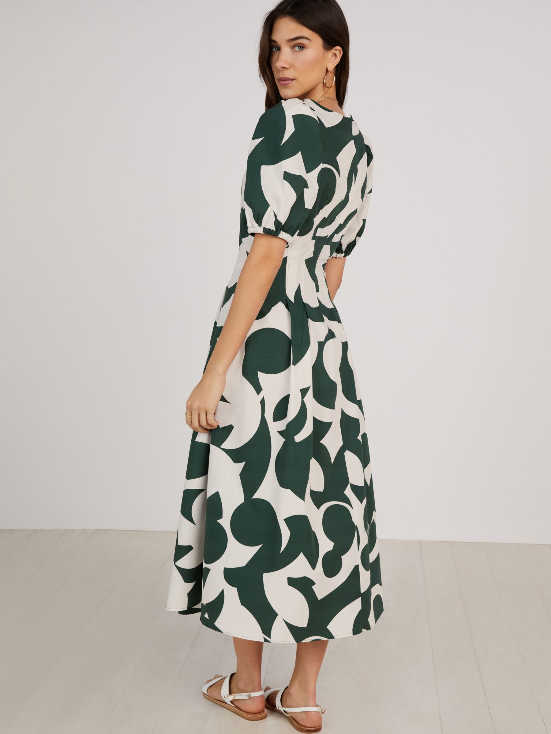 Baukjen Jazlyn Abstract Print Organic Cotton Dress, Green, 10