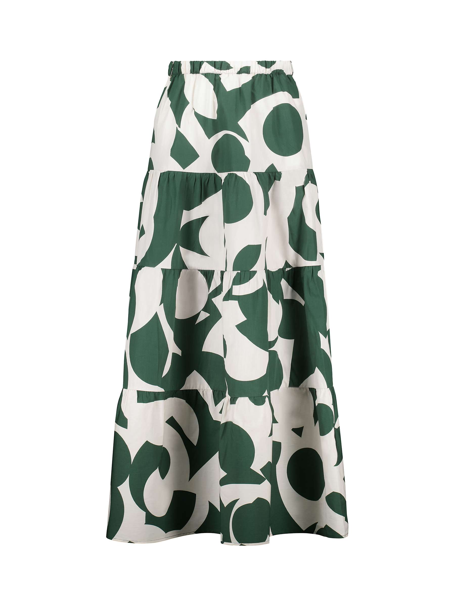 Baukjen Tammy Tiered Maxi Skirt, Green/White at John Lewis & Partners