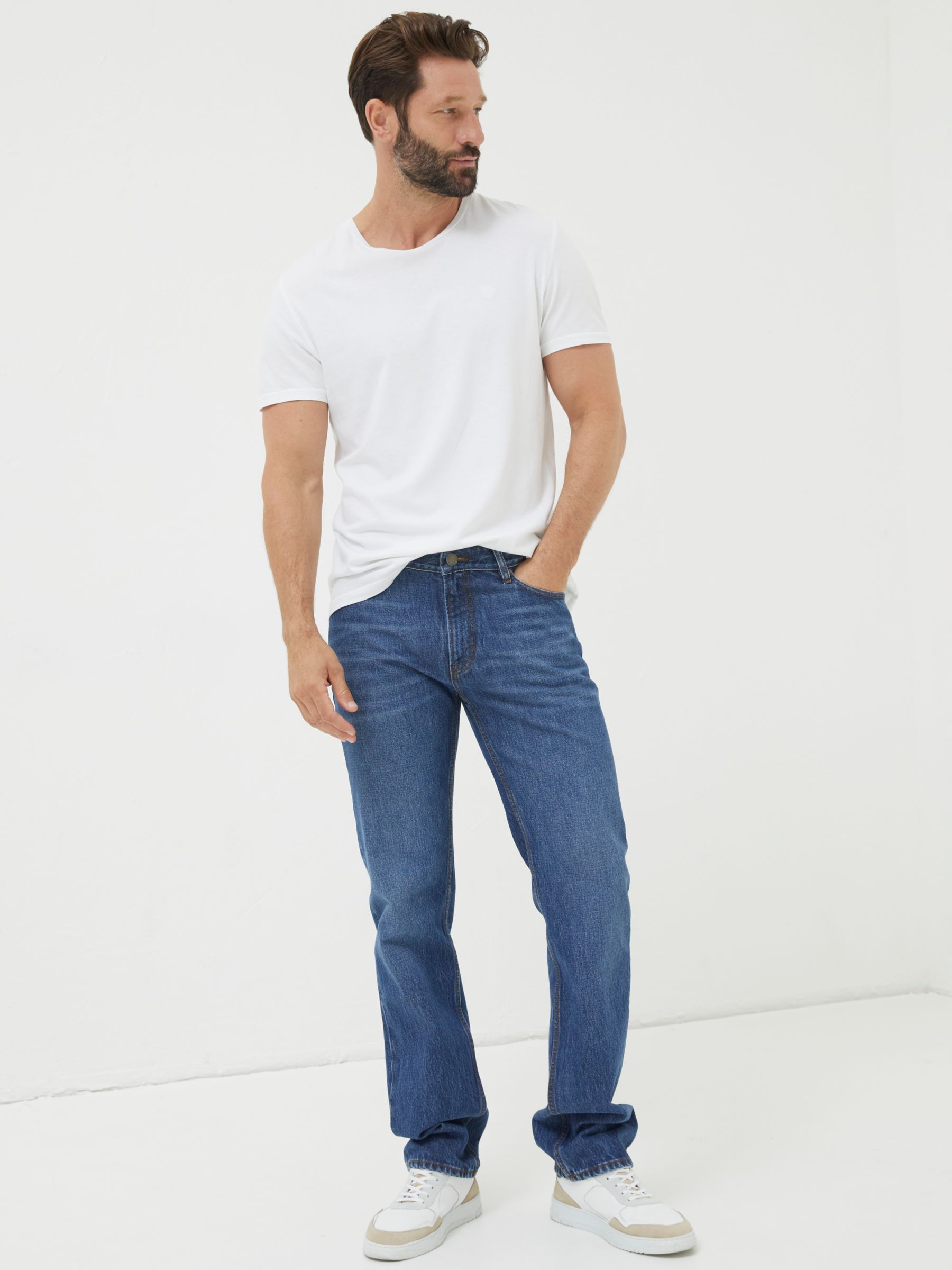 FatFace Straight Leg Jeans, Blue Stone Wash at John Lewis & Partners