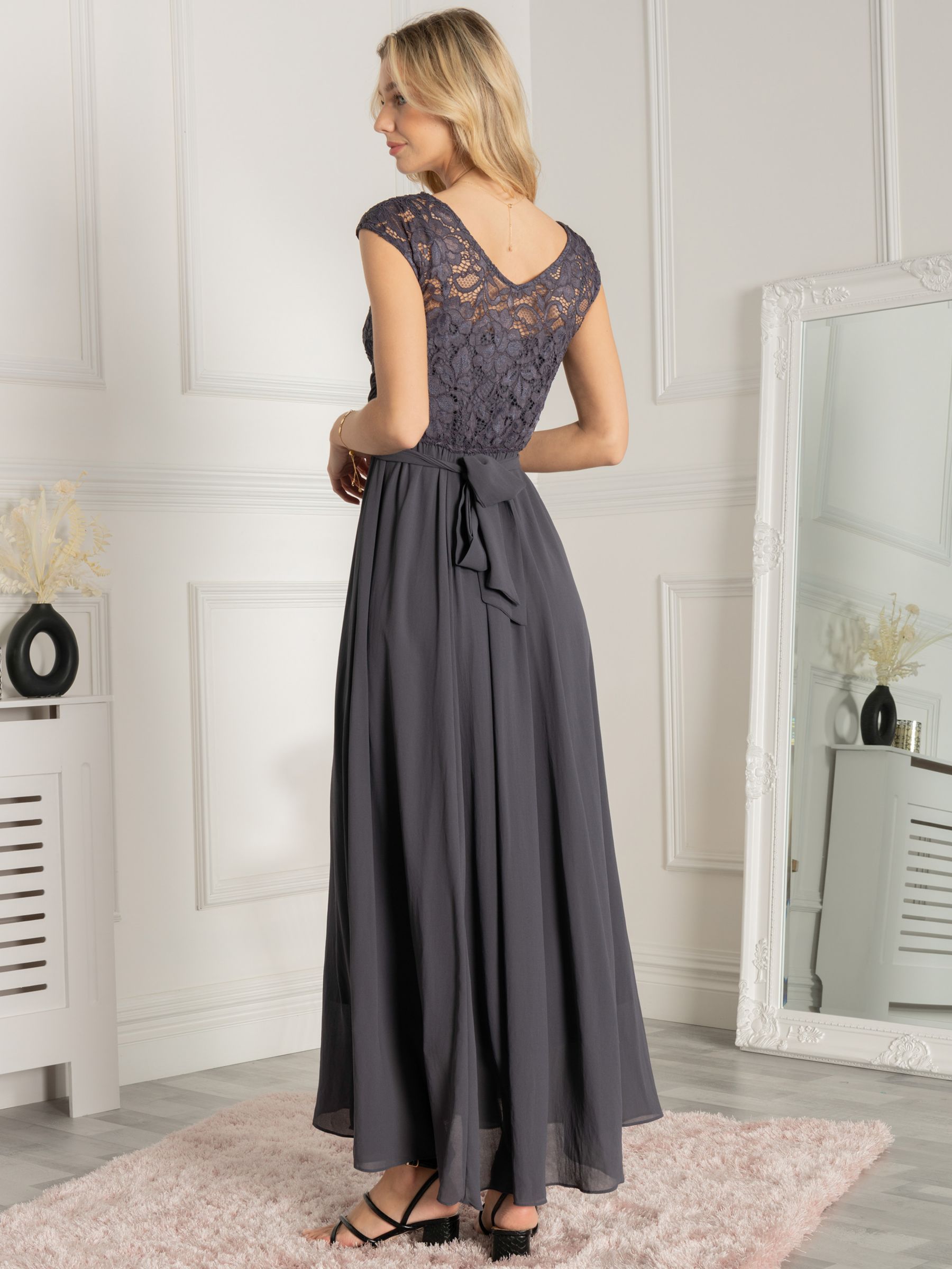 Jolie Moi Lace Bodice Maxi Dress, Dark Grey at John Lewis & Partners