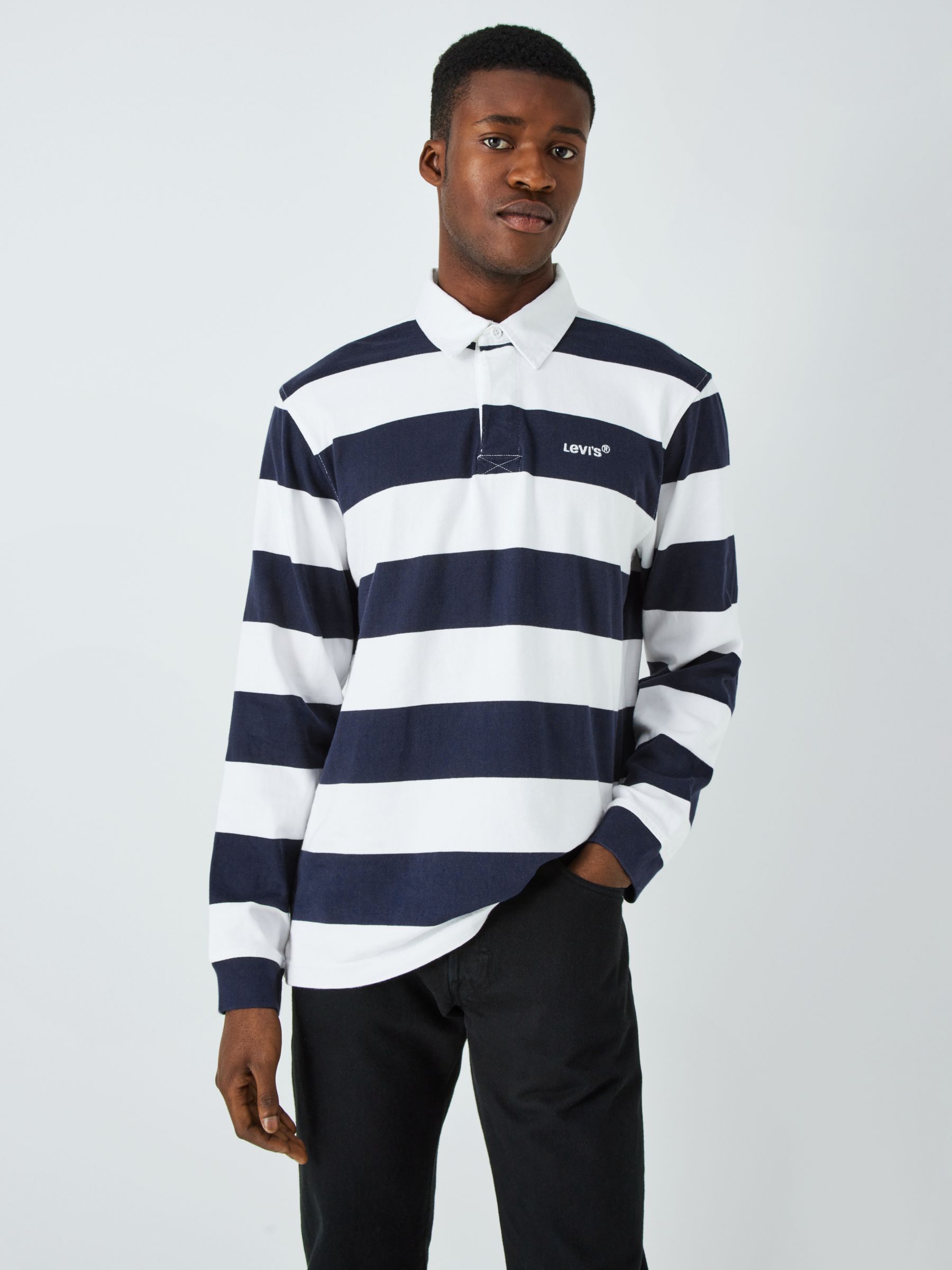 Levi's Union Striped Rugby Top, White/Navy