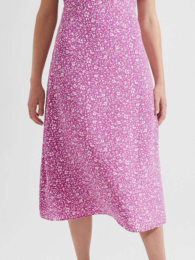 Hobbs Tullia Floral Midi Dress, Pink/Ivory