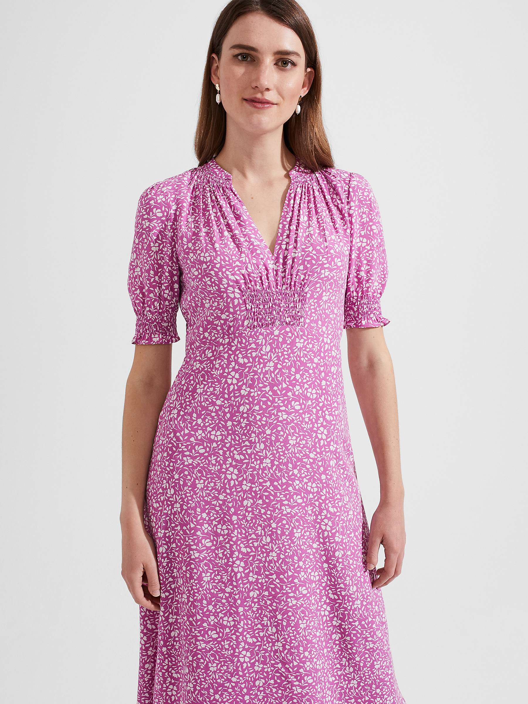 Buy Hobbs Petite Tullia Floral Midi Dress, Pink/Ivory Online at johnlewis.com