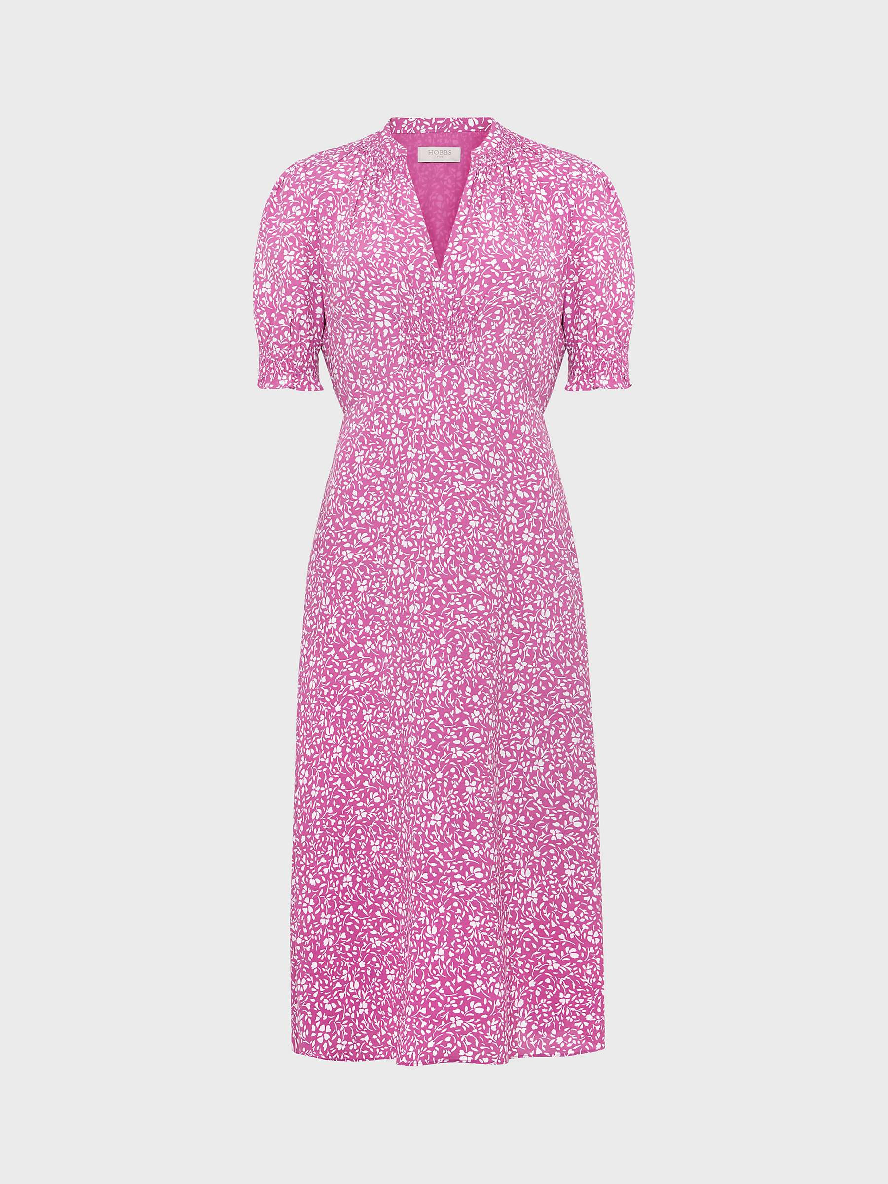 Buy Hobbs Petite Tullia Floral Midi Dress, Pink/Ivory Online at johnlewis.com