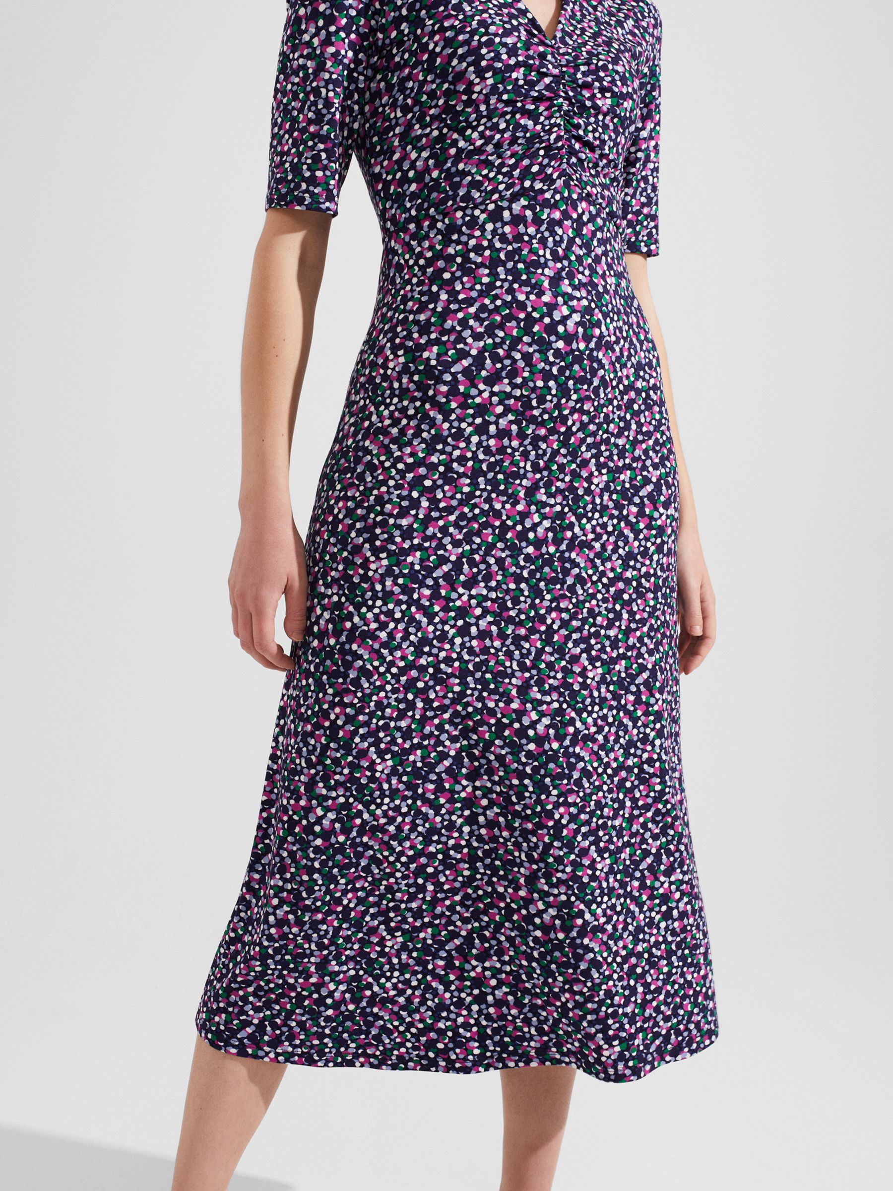 Buy Hobbs Frankie Spot Print Midi Dress, Navy/Multi Online at johnlewis.com