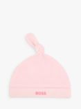 BOSS Baby Logo Velvet Knot Pull On Hat, Light Pink