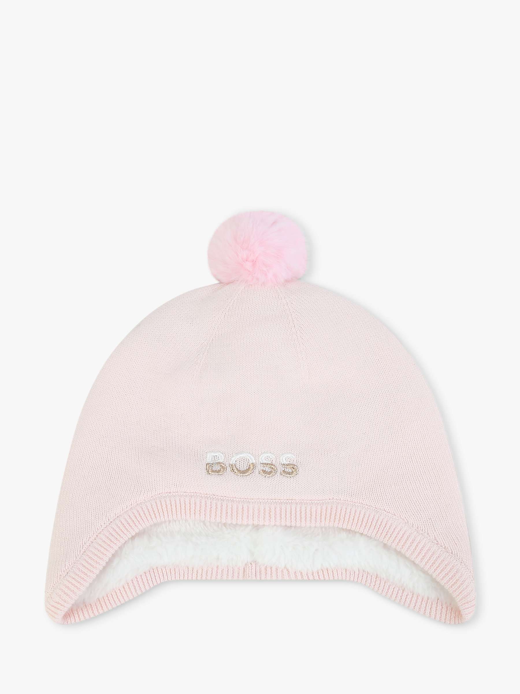 Buy BOSS Baby Faux Lined Pom Pom Hat, Light Pink Online at johnlewis.com