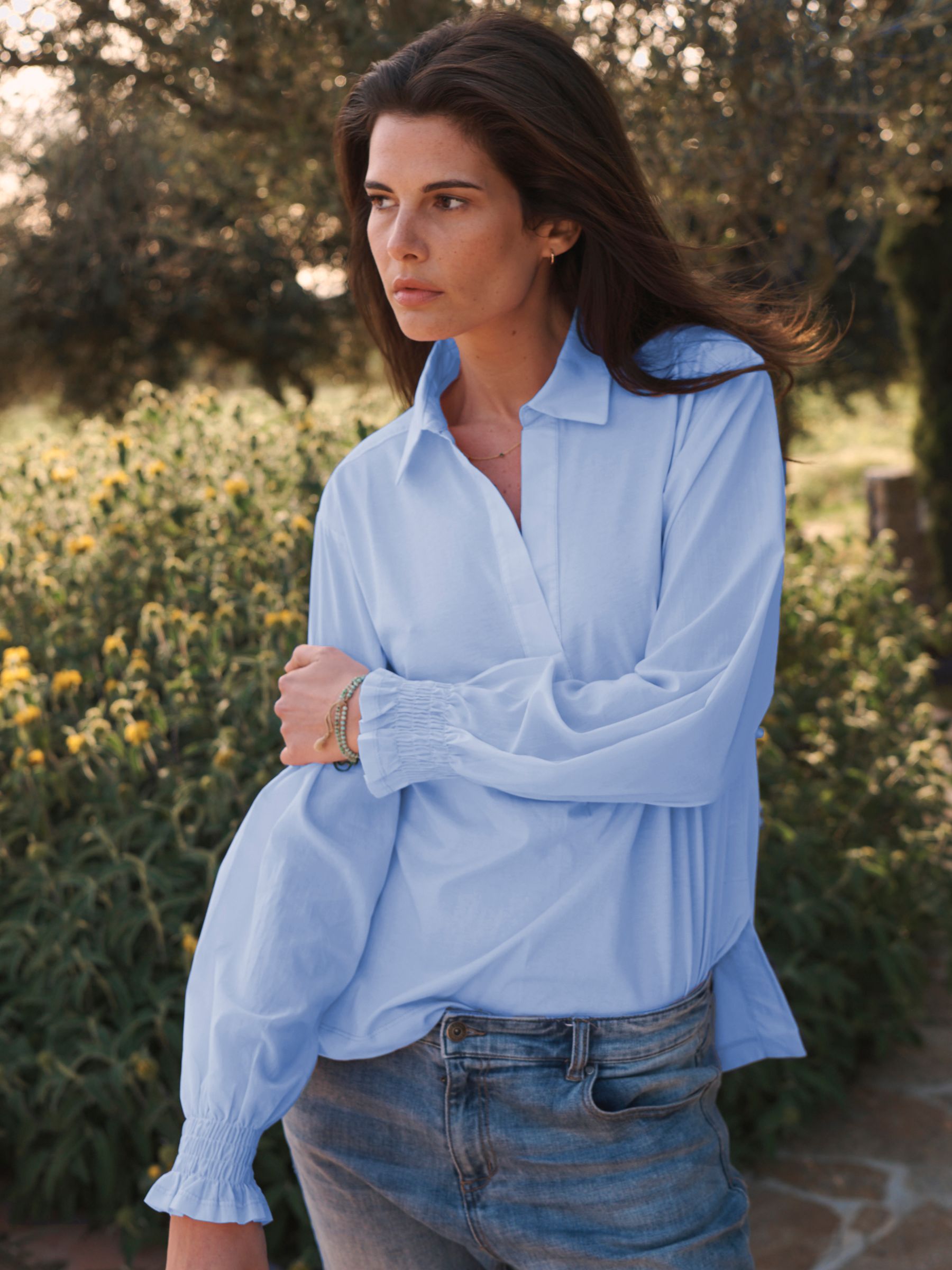 NRBY Aria Cuff Shirt, Pale Blue, XS