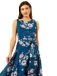 Yumi Floral Skater Dress, Teal/Multi, Teal/Multi