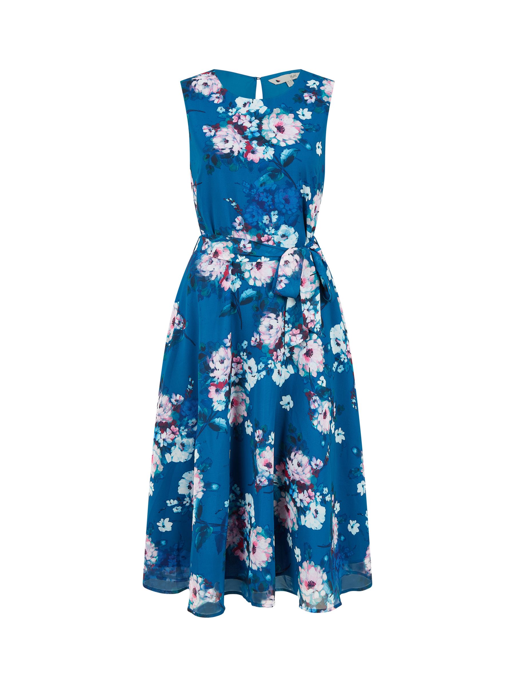 Buy Yumi Floral Skater Dress, Teal/Multi Online at johnlewis.com