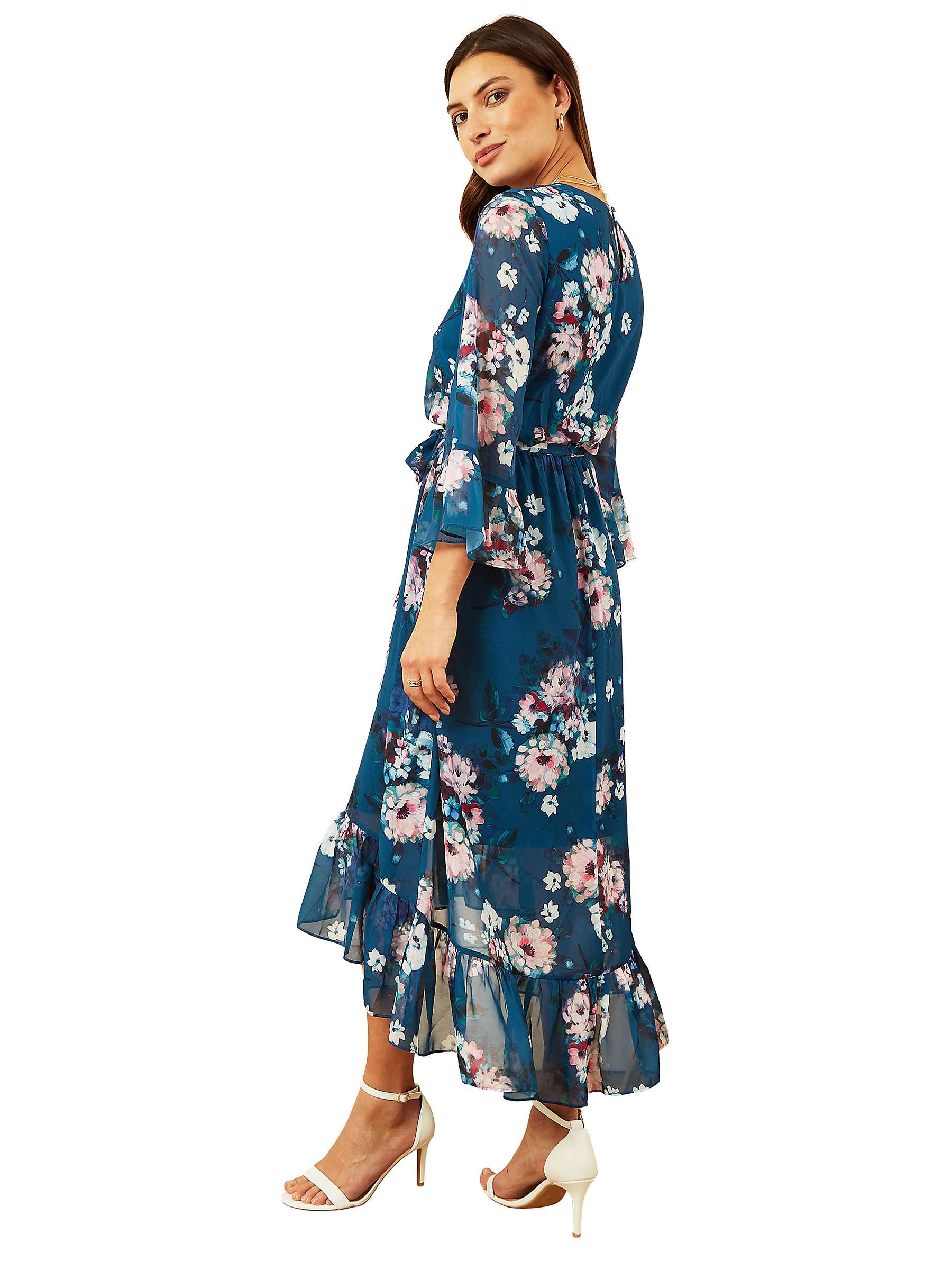 Yumi Watercolour Floral Midi Dress, Teal at John Lewis & Partners