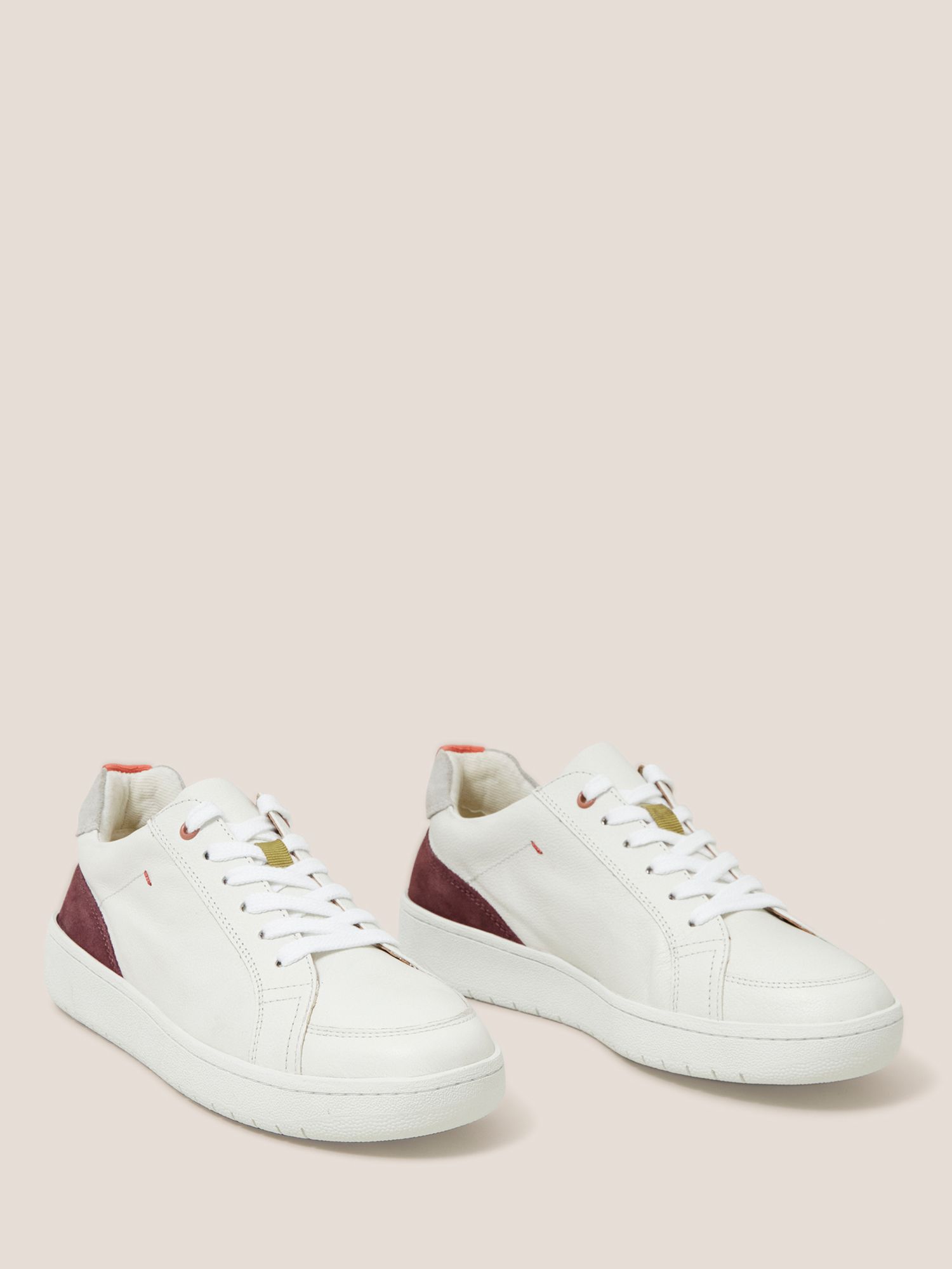 White Stuff Leather Suede Trainers, Bril White at John Lewis & Partners