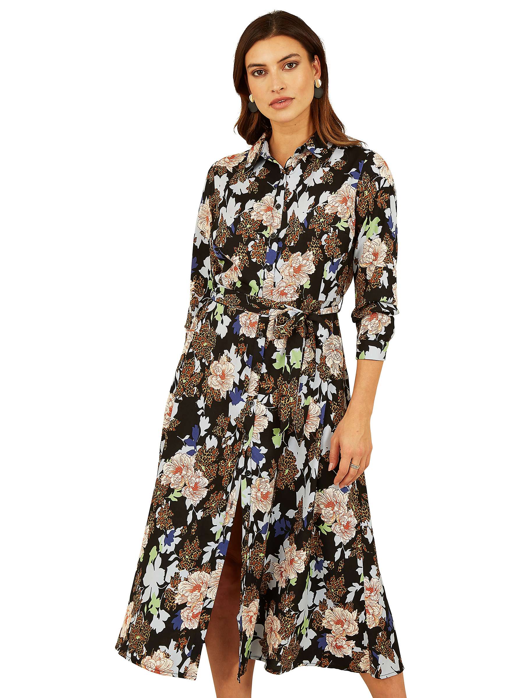 Buy Mela London Floral & Animal Print Shirt Dress, Black Online at johnlewis.com