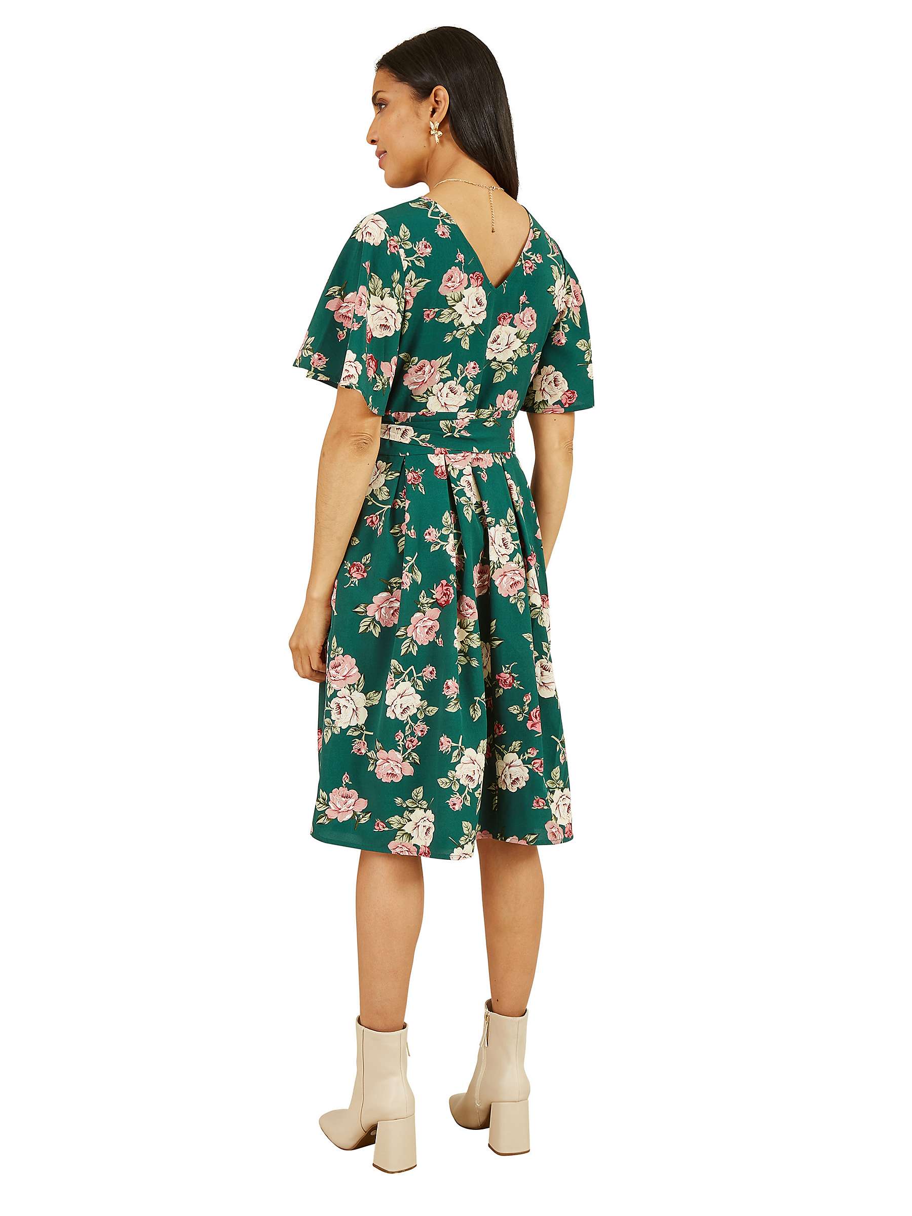Buy Mela London Floral Wrap Angel Sleeve Dress, Green/Multi Online at johnlewis.com