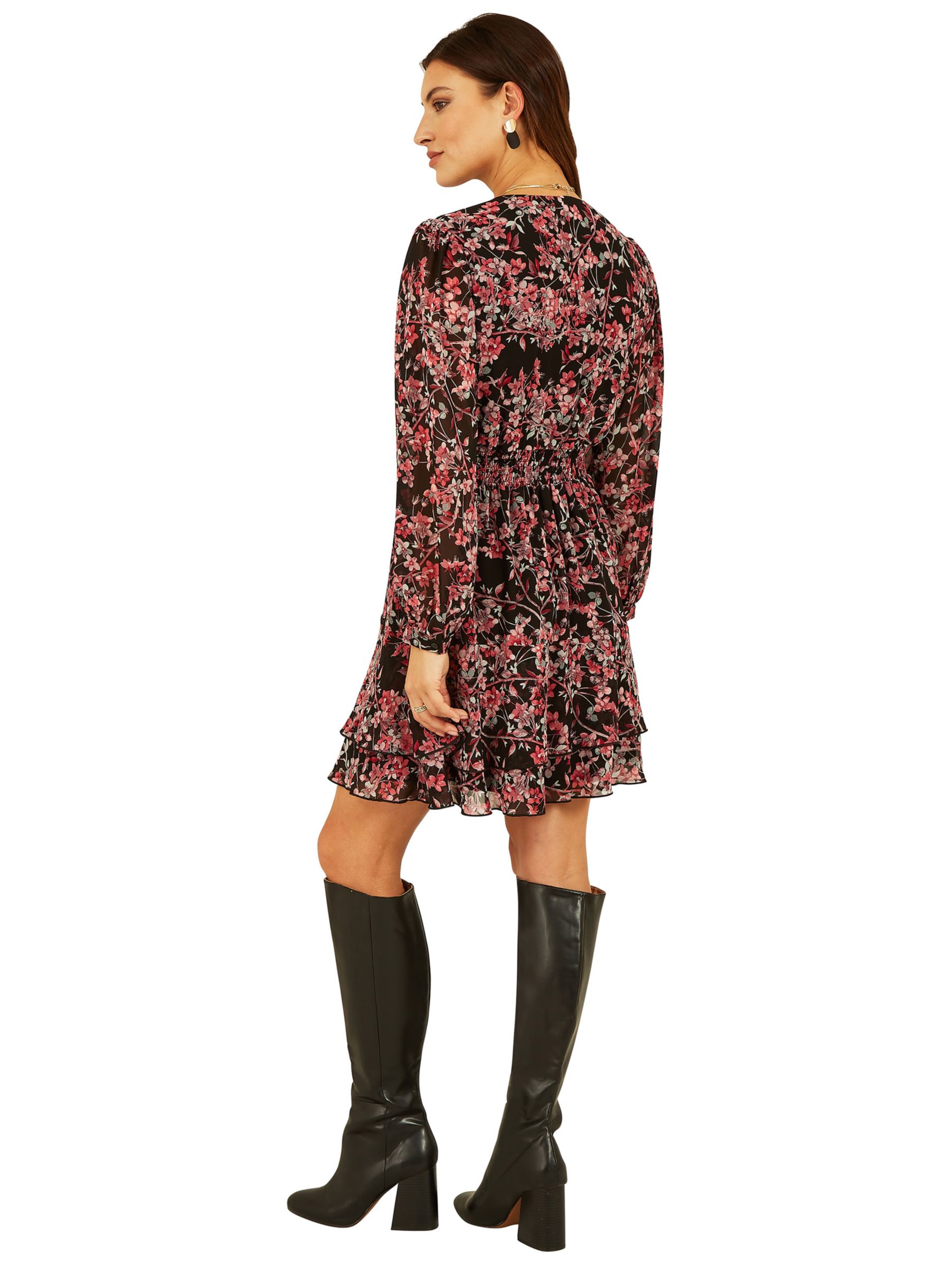 Buy Mela London Blossom Ruffle Mini Dress, Black Online at johnlewis.com