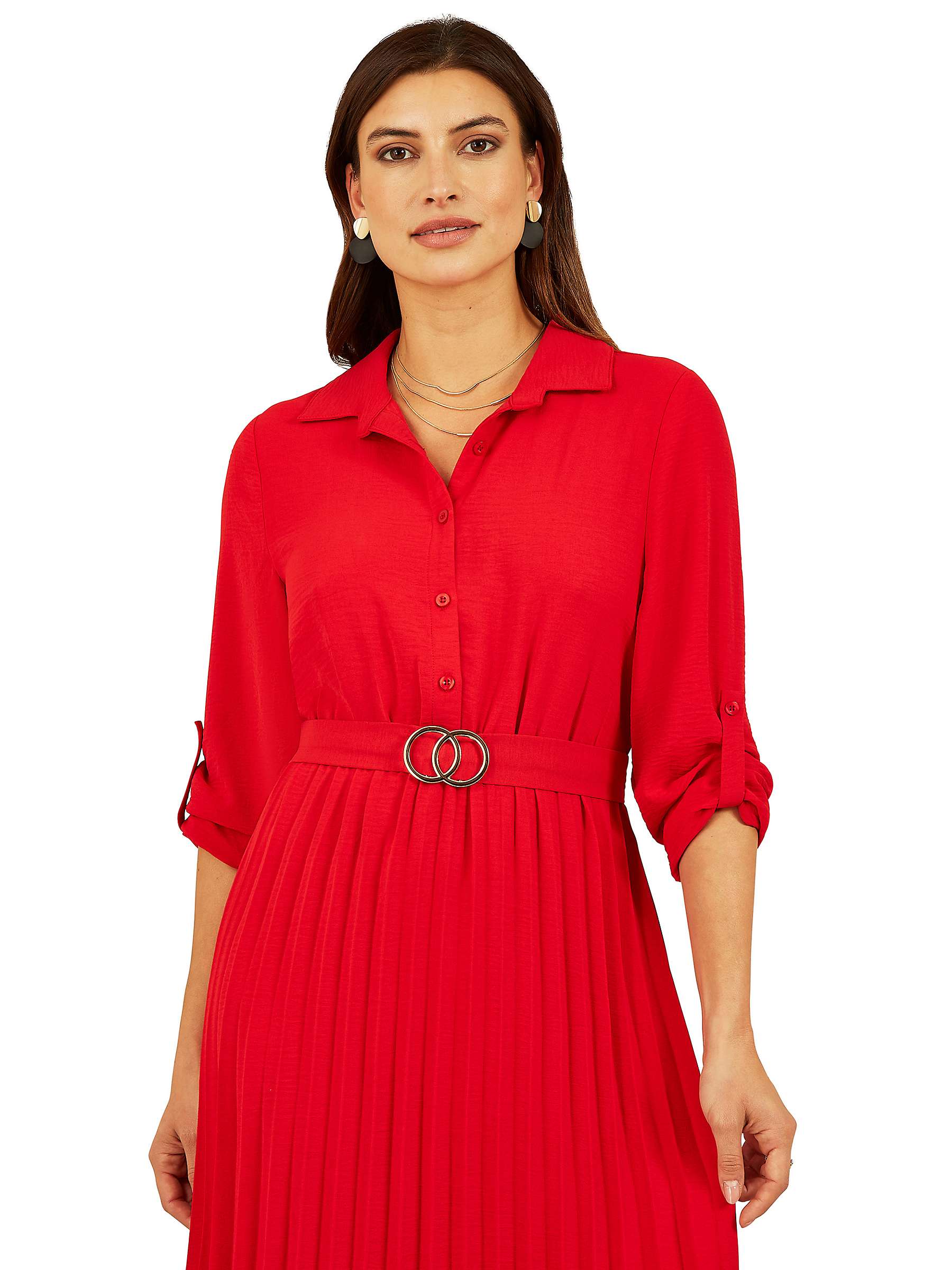 Buy Mela London Pleated Shirt Dress, Red Online at johnlewis.com