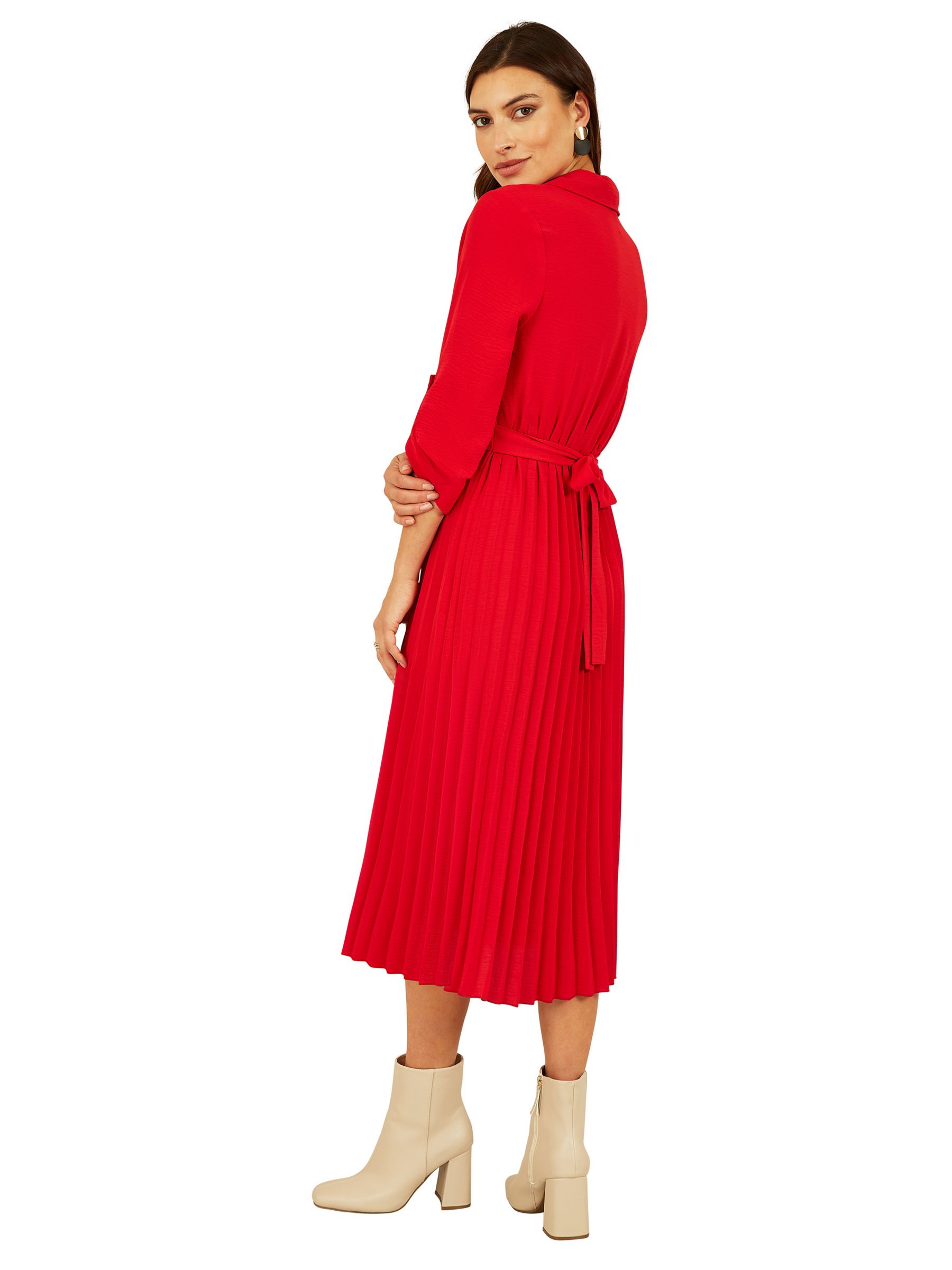 Mela London Pleated Shirt Dress, Red, 8