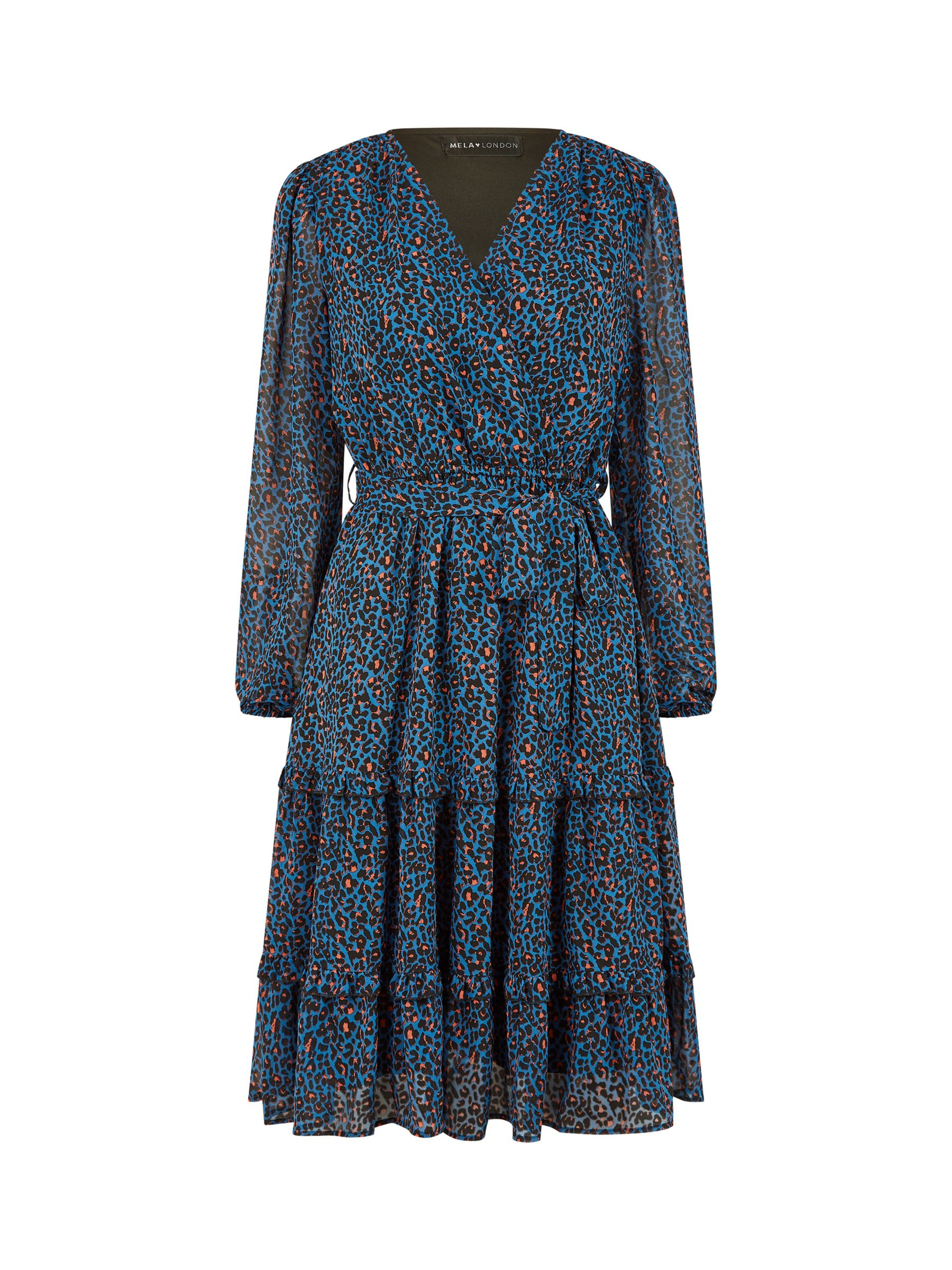 Buy Mela London Animal Wrap Tiered Dress, Blue Online at johnlewis.com