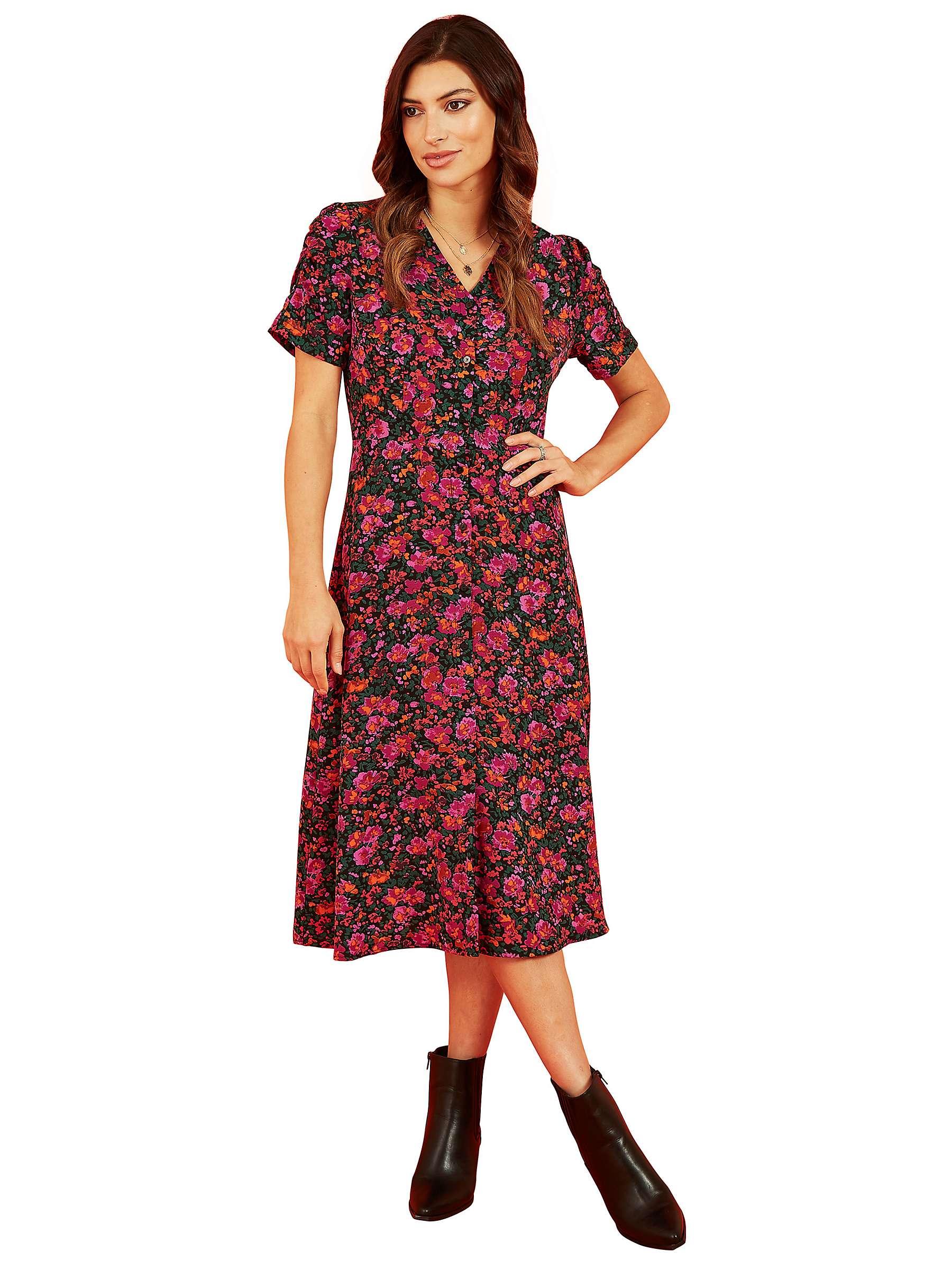 Buy Mela London Floral Print Midi Dress, Pink Online at johnlewis.com