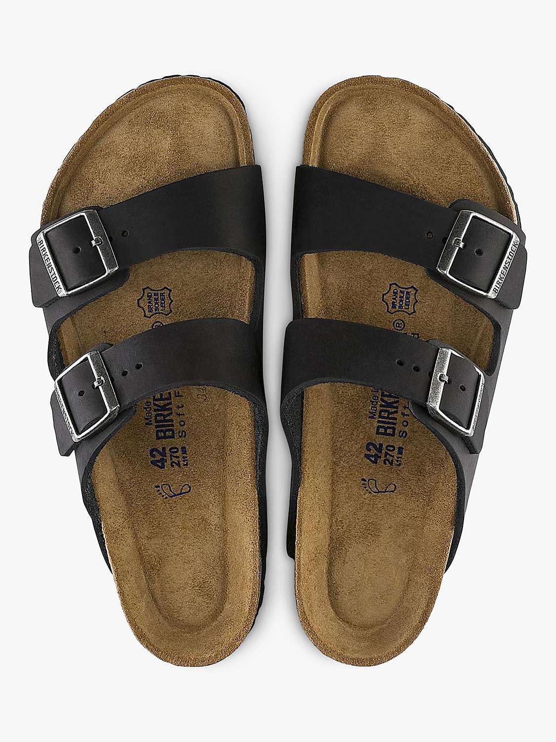 Buy Birkenstock Arizona Soft Foot Bed Oiled Leather Sandals, Black Online at johnlewis.com