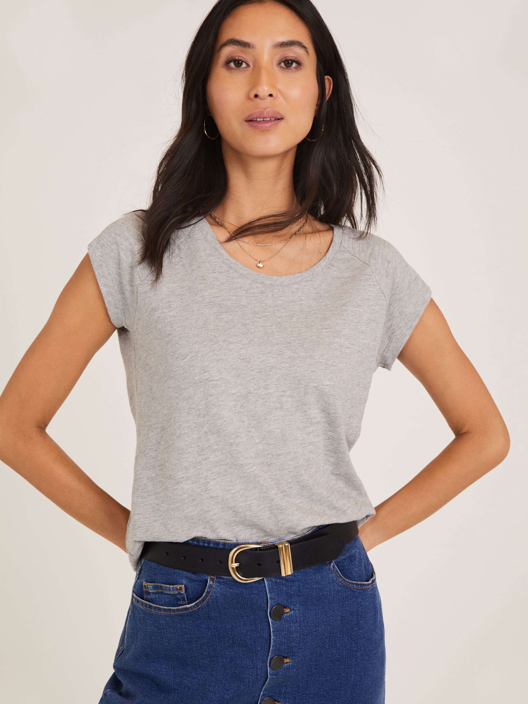 Baukjen Catherine Organic Cotton T-Shirt, Grey Marl, 10