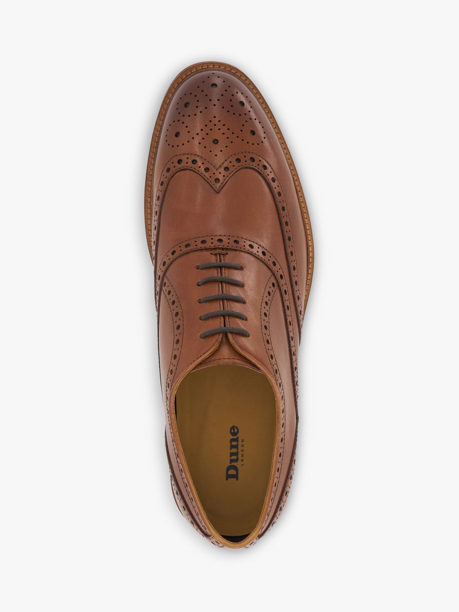 Dune Solihull Leather Brogue Shoes, Tan, 6