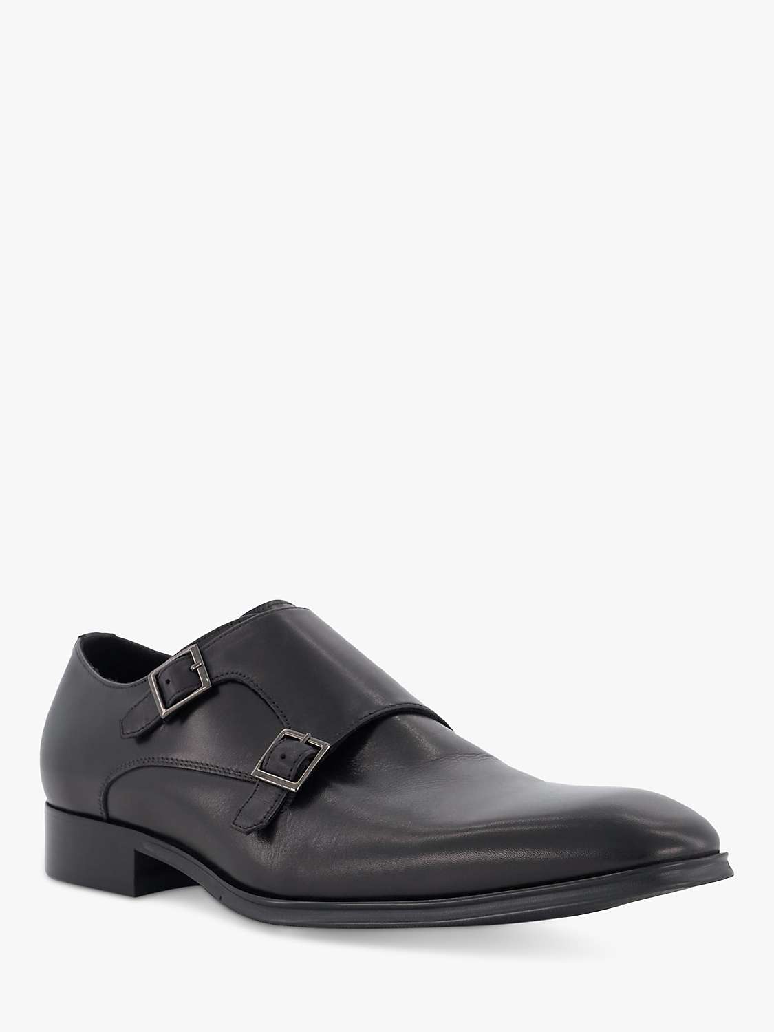 Buy Dune Situation Double Strap Leather Monk Shoes, Black Online at johnlewis.com