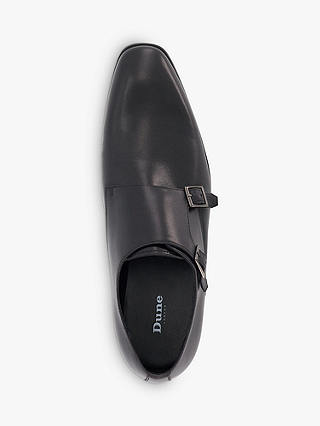 Dune Situation Double Strap Leather Monk Shoes, Black