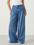 HUSH Lya Pleated Wide Leg Jeans, Mid Authentic